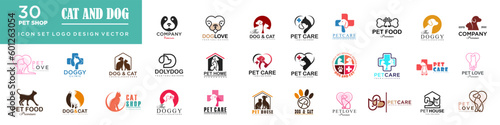Dog Cat Pet Shop icon set Vector Logo design .This logo could be use as logo of pet shop, pet clinic