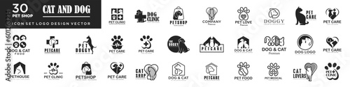 Dog Cat Pet Shop icon set Vector Logo design .This logo could be use as logo of pet shop, pet clinic