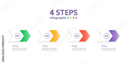 Business infographics in the form of four numbered arrows. Vector illustration.