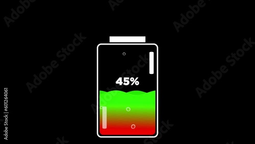 Graphic Animation of Floating Battery on the digital