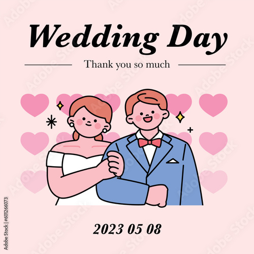 wedding day. Wedding invitation design template.