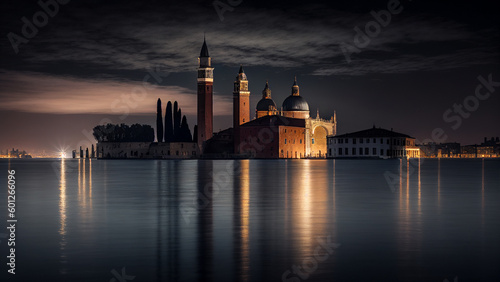 San Giorgio Maggiore Venice Italy. Generative Ai Art Illustration