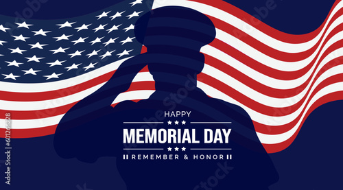 Happy Memorial Day military salute Background or banner design template. Remember and Honor. National American holiday illustration. Vector Memorial day greeting card or background design.