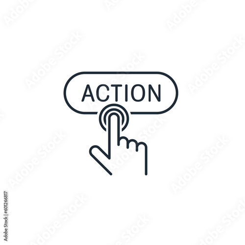 Call for action. Advertising. Vector linear icon isolated on white background.