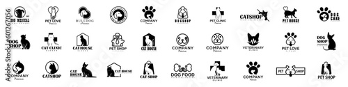 Dog Cat Pet Shop icon set Vector Logo design .This logo could be use as logo of pet shop, pet clinic