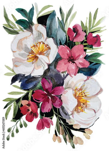 bouquet watercolor flower hand draw clipart