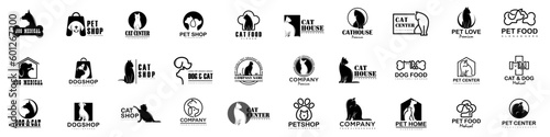 Dog Cat Pet Shop icon set Vector Logo design .This logo could be use as logo of pet shop, pet clinic
