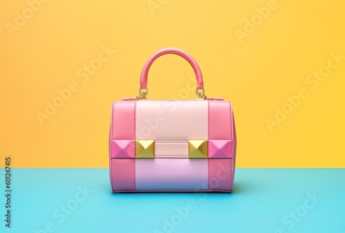 a pink handbag with a pink handle and pink color background, generative ai