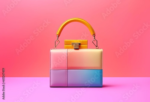 a pink handbag with a pink handle and pink color background, generative ai photo