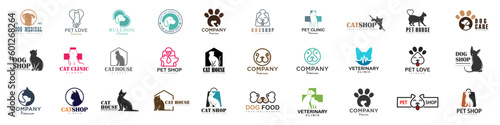 Dog Cat Pet Shop icon set Vector Logo design .This logo could be use as logo of pet shop, pet clinic