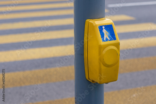 crosswalk switch with accessible pedestrian signal in Zurich, Switzerland
