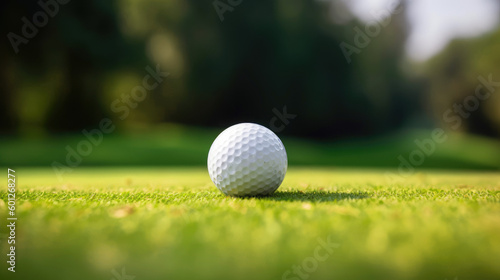 Golf ball on green course. Generative AI