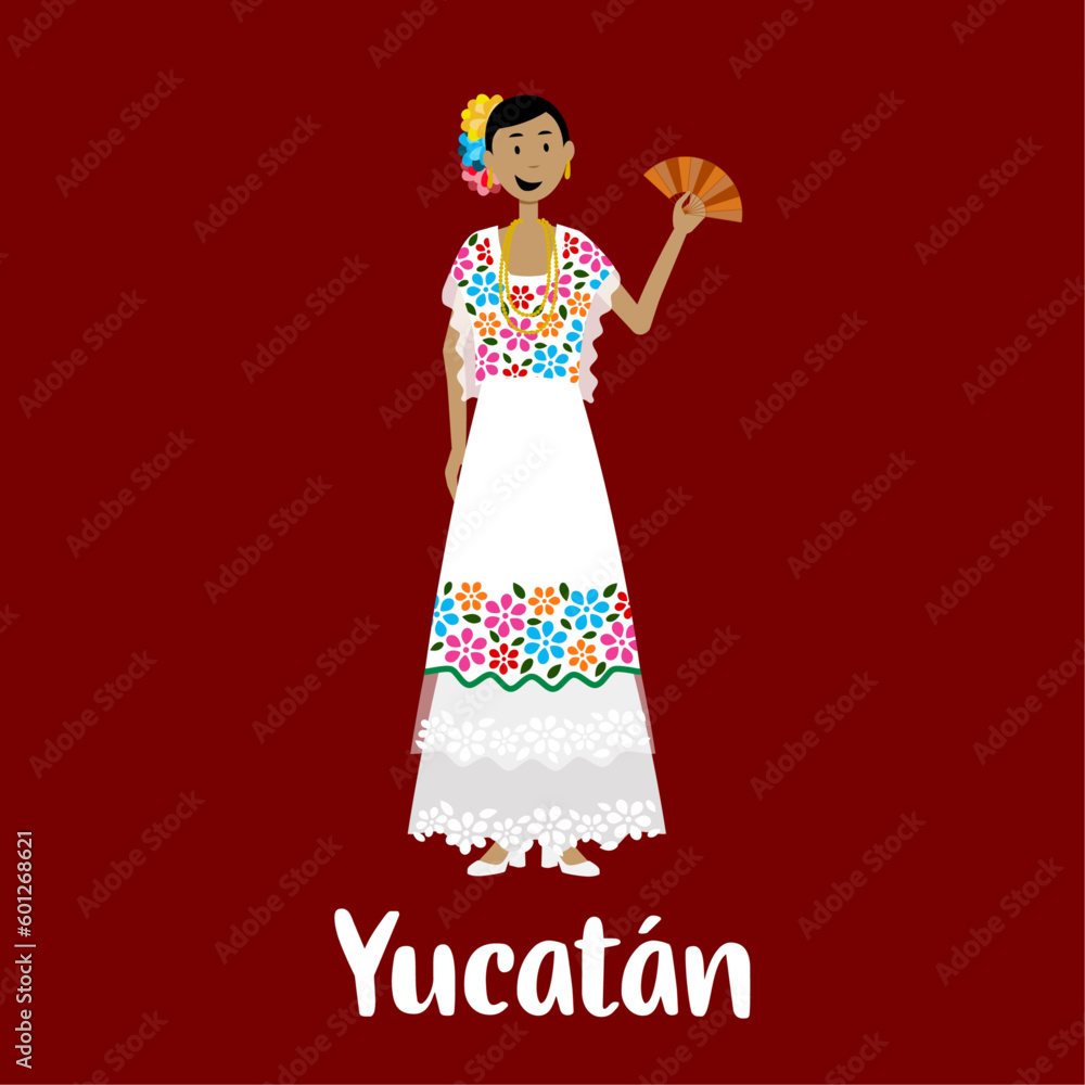 Traje típico de méxico de mujer del estado de Yucatan
