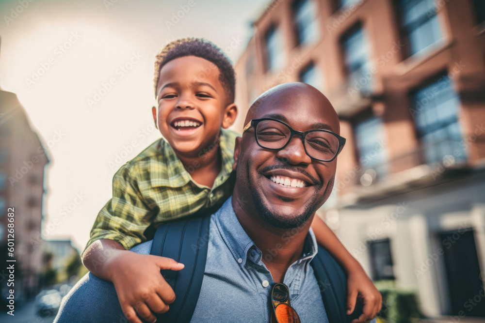 Father and child enjoyed being together. Fathers day. Made with Generative AI Father and child enjoyed being together. Fathers day. Made with Generative AI
