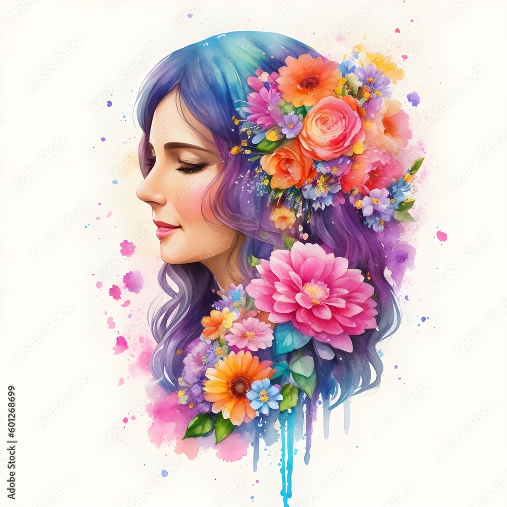 Mother's day Illustration, floral background. Concept of mothers day, mothers love. Created with Generative AI Mother's day Illustration, floral background. Concept of mothers day, mothers love. Created with Generative AI