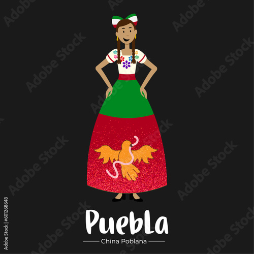 Traje típico de méxico de mujer del estado de Puebla
