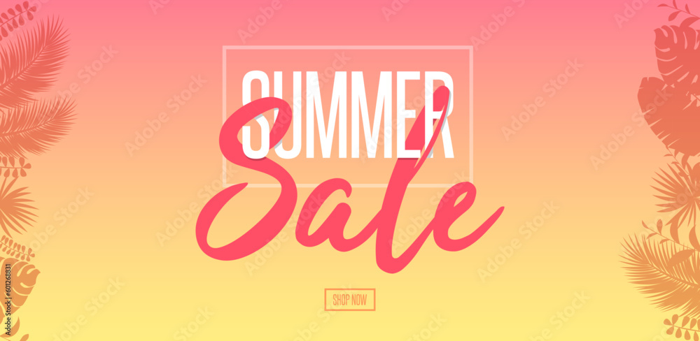 Summer Sale Horizontal Banner Vector Illustration