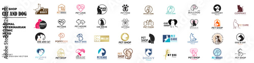 Tableau sur toile Dog Cat Pet Shop Clinic icon set Vector Logo
