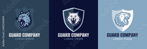 Guard Company Logo Set. Dog Premium Vector Design Illustration.