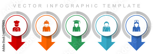 Human resources icon set, miscellaneous pointer icons such as chef, worker, student, doctor and nurse for webdesign and mobile applications, modern design infographic vector template