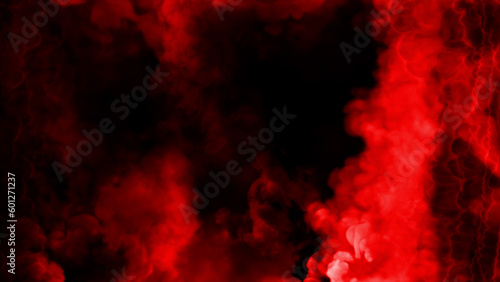 Side red smoke or clouds frame, isolated - abstract 3D rendering