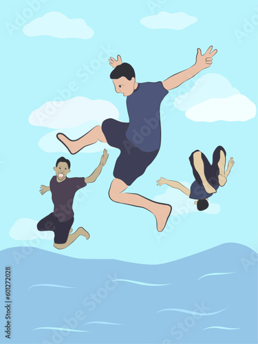 child jumping on the beach