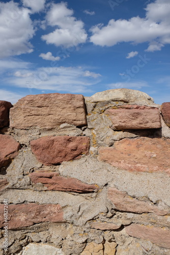 stone wall in the desert with sky background