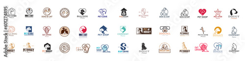 Photo Dog Cat Pet Shop icon set Vector Logo design