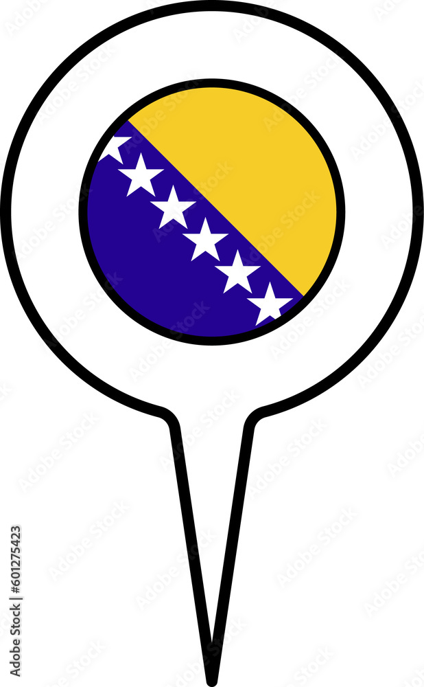 Bosnia and Herzegovina flag Map pointer icon. Bosnia and Herzegovina flag Map pointer icon.