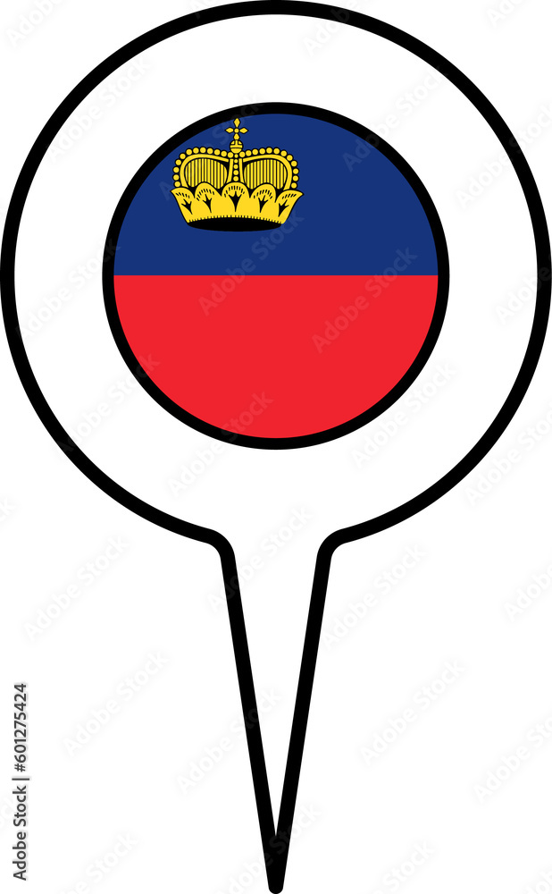 Obraz premium Liechtenstein flag Map pointer icon.
