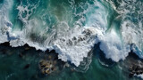 Sea waves, Aerial view, Generative AI