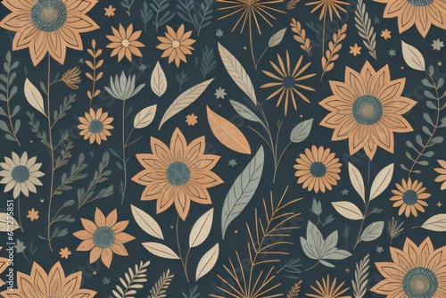 seamless floral pattern. Soft tone. Tile pattern. Generative ai