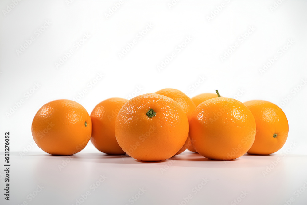 Creative fruits composition. Beautiful whole oranges isolated on white background. flat lay top side view