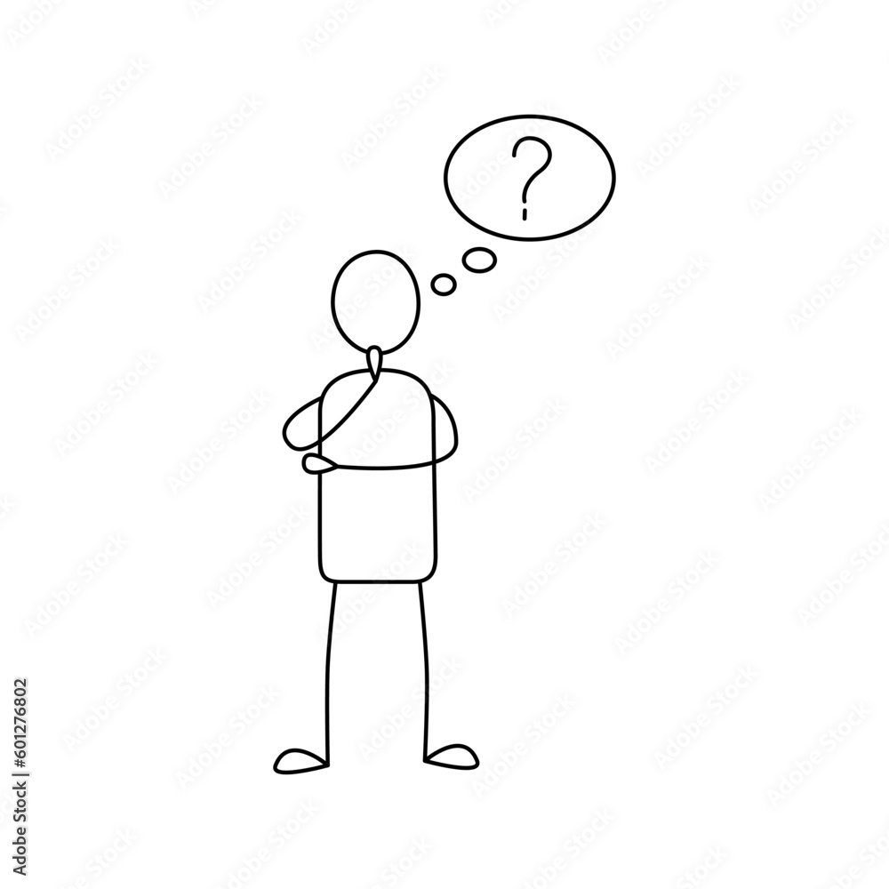 Doodle Figure Illustration Vector Cartoon Thinking about Question. Doodle Figure Illustration Vector Cartoon Thinking about Question.