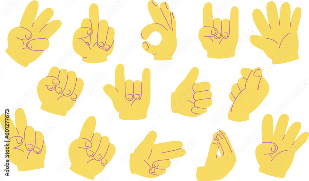 Fototapeta premium set of hand gesture emojis