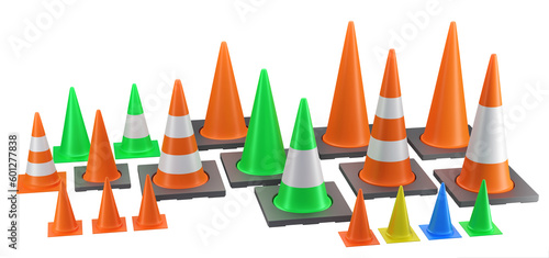 highway traffic construction cone isolated on white background. 3d illustration