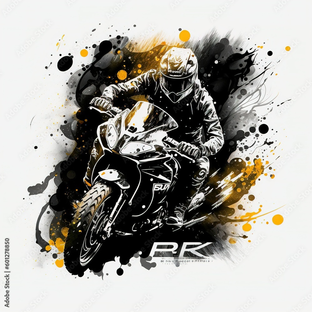 Bick race tshirt design, bick, vector graphics, contour, color, white background With Generative AI technology