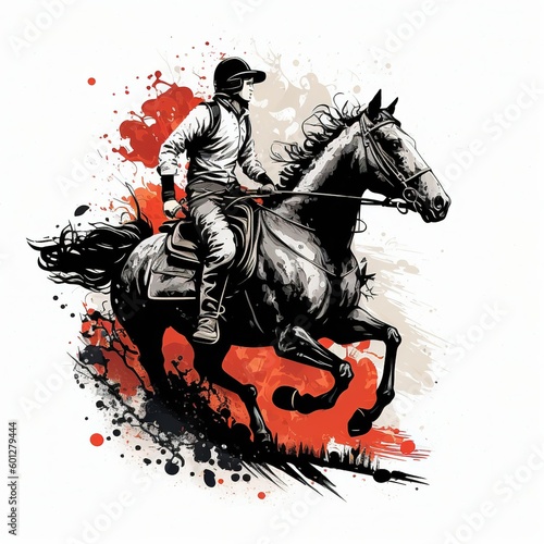 T-shirt design a horse riding a horse vector illustration With Generative AI technology