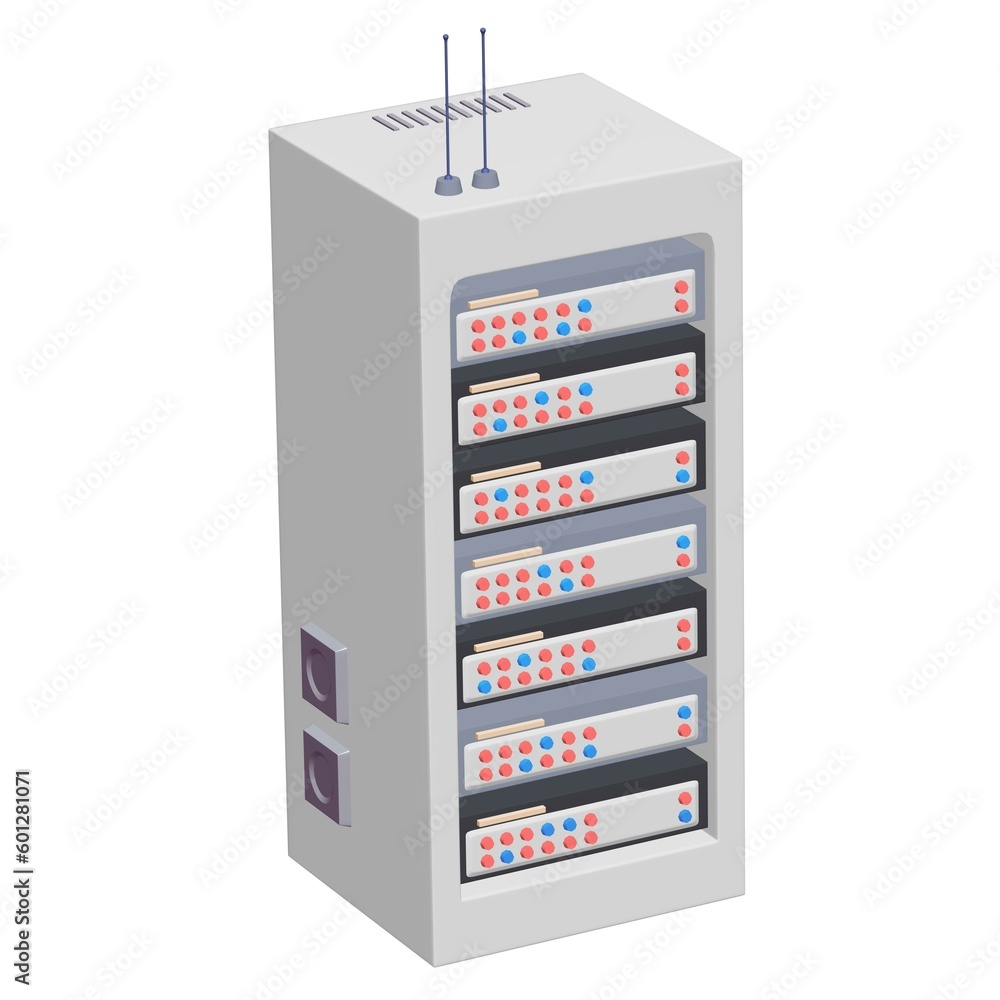Data network server in cabinet. Diagnostic test in computer room technology Data network server in cabinet. Diagnostic test in computer room technology