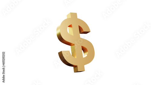 isolated golden dollar sign, 3d dollar icon isolated photo