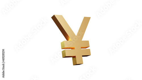 isolated golden yuan sign