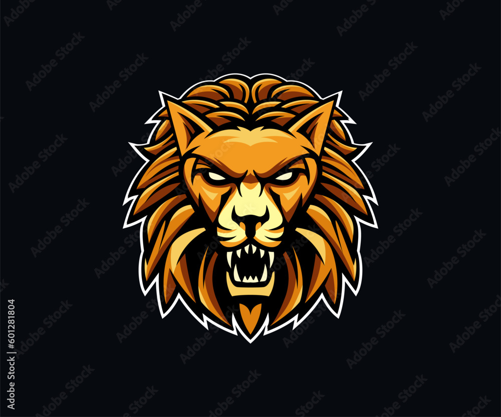 Lion mascot e-sport logo design template vector Lion mascot e-sport logo design template vector