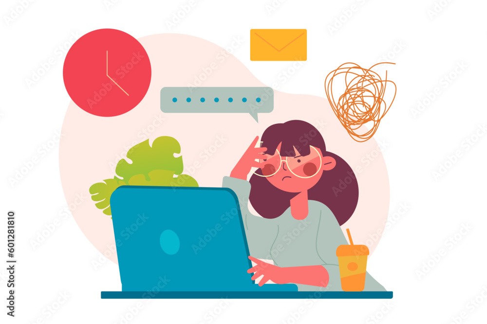 Office worker working moment.Vector illustration Office worker working moment.Vector illustration