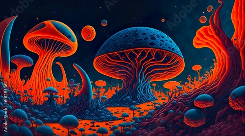 surreal, alien landscape of a microscopic fungi, Generative AI © ArifRahman