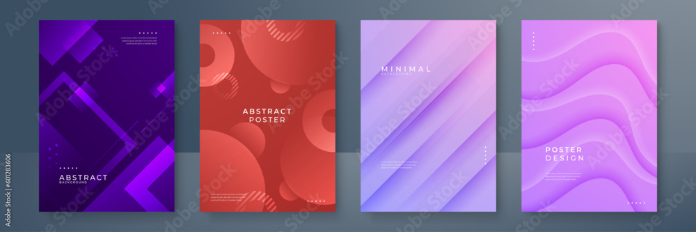 Fototapeta premium Colorful geometric background, vector illustration. Modern abstract covers set, minimal covers design.