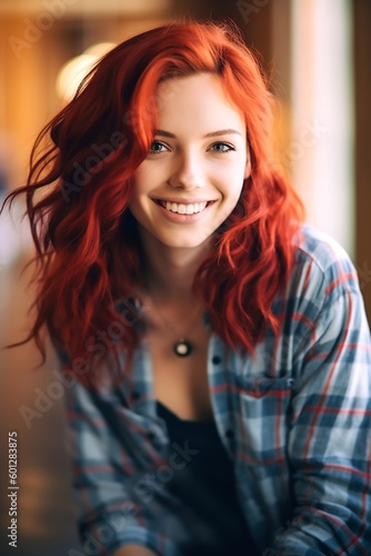 Frau Portrait mit roten Haaren KI