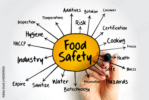 Food safety mind map, concept for presentations and reports photo