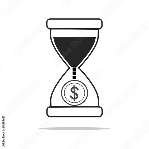 time with money icon, hourglass and dollar coin, deferred cash or capital profit, economic process, affluence loan, thin line symbol - editable stroke vector illustration