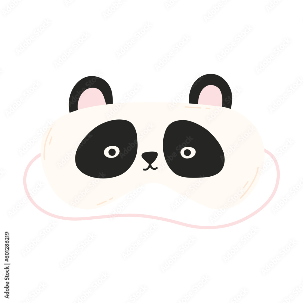 Mask for sleep. Vector illustration. Flat style. Cartoon sleep mask in the form of a panda. Mask for sleep. Vector illustration. Flat style. Cartoon sleep mask in the form of a panda.