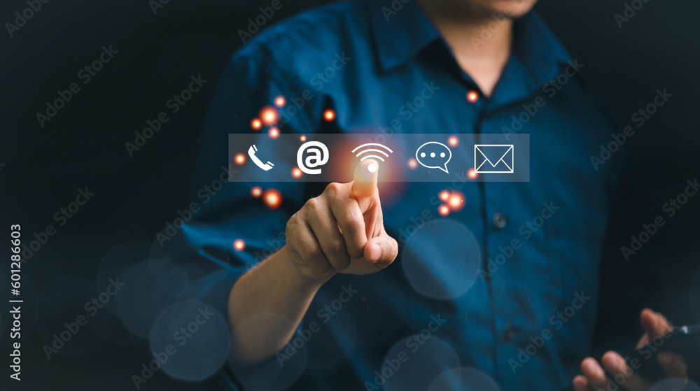 Businessman using Contact us Businessman using Contact us